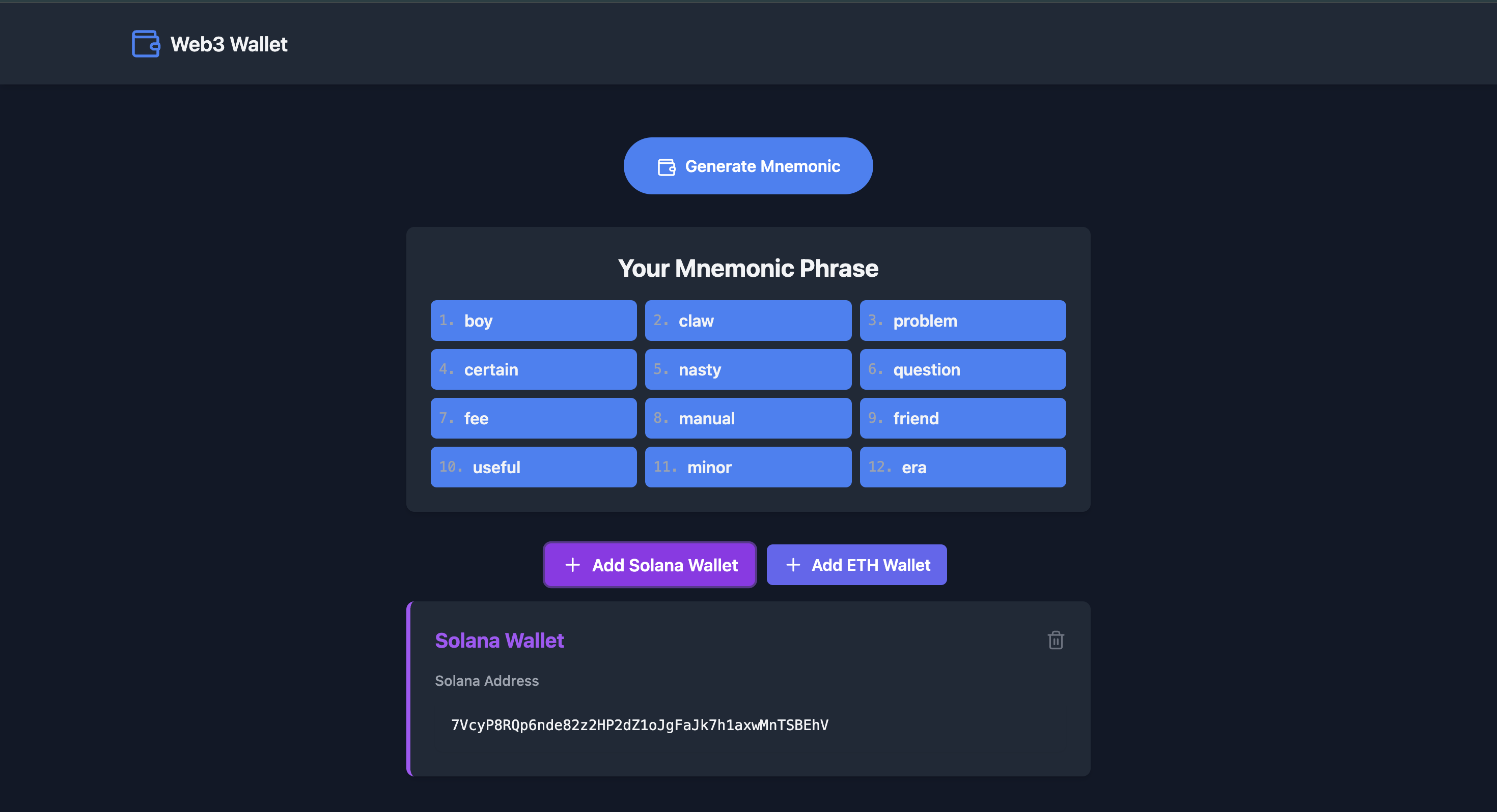 Web3 Wallet Application